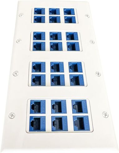 DIYTECH 24 Port Ethernet Wall Plate, Cat6 RJ45 Keystone, 4 Gang - White in Kuwait