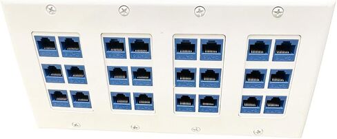 DIYTECH 24 Port Ethernet Wall Plate, Cat6 RJ45 Keystone, 4 Gang - White in Kuwait