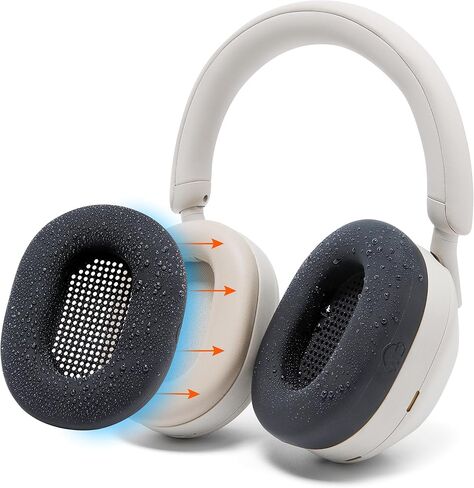WC SweatZ XM5 - Patented Earpad Sweat Covers for Sony WH1000XM5 | Made by Wicked Cushions | Full 360 Protection, Sweatproof & Washable | Black in Kuwait