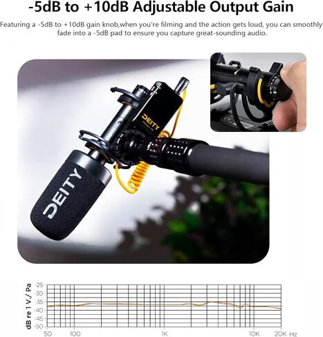 ميكروفون Deity V-Mic D4، ميكروفون فيديو Shotgun اتجاهي متوافق مع كاميرا DSLR/iPhone/Android الذكي/الكمبيوتر المحمول مع حامل الصدمات، يدعم الإخراج الرقمي USB-C للكمبيوتر الشخصي، عمر البطارية 60 ساعة in Kuwait