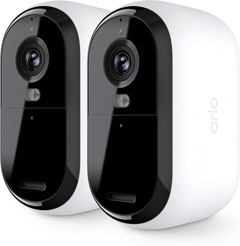 كاميرا Arlo Essential 2K الخارجية (الجيل الثاني) - 3 عبوات - كاميرا لاسلكية خارجية وداخلية، أضواء كاشفة مدمجة، رؤية ليلية ملونة، إعداد DIY، أبيض - VMC3350 in Kuwait