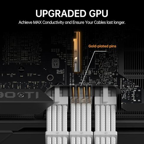 كابل مزود طاقة من AsiaHorse، طقم كابل تمديد PSU 16 AWG من موصل أبيض، 1x24Pin/2x4+4 EPS/3x6+2 PCI-E، طول 30 سم مع أمشاط - أبيض in Kuwait