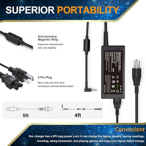 19.5V 3.33A 65W AC شاحن الكمبيوتر المحمول لشاحن HP ProBook X360 11 G1 G2 G3 G4 G5 G6 EE، 440 G3 G4 G5 G6 G7،450 G3 G4 G5 G6 G7،470 G3 G4 G5،435 G7 440 G1،650 G2 سلك إمداد الطاقة G3 G4 in Kuwait
