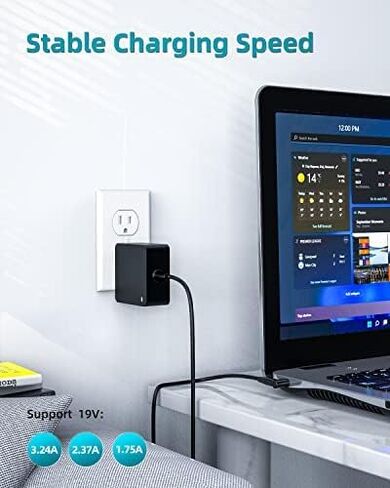 شاحن بديل لشاحن الكمبيوتر المحمول Asus، Vivobook، Zenbook، (معتمد للسلامة من UL)، موصل طاقة دائري، 65 وات، 45 وات، 33 وات in Kuwait