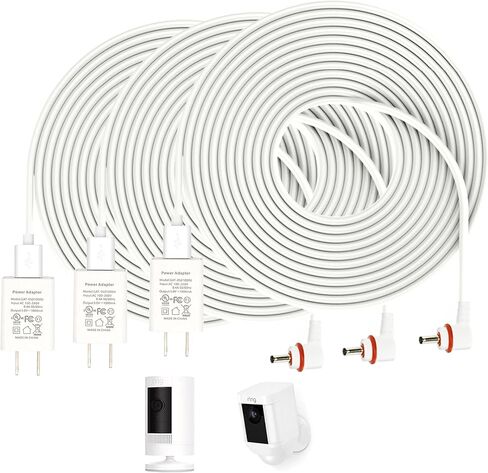 Power Cable with Power Adapter for Ring Stick Up Cam Battery 2nd / 3rd Gen/Plug-in &Ring Spotlight Cam,16Ft Long Cable 3.5mm Barrel Plug Fast Charging (3-Pack) in Saudi Arabia