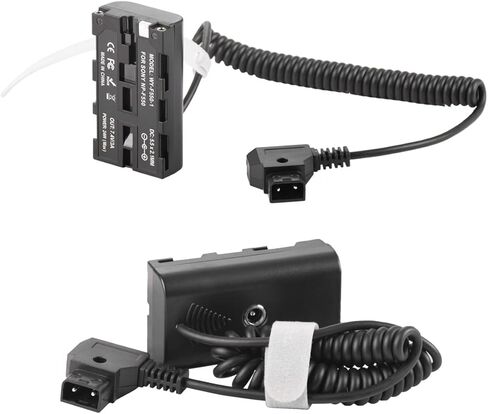 كابل طاقة ملفوف على شكل حرف D إلى بطارية الدمية NP-F550 متوافق مع سوني NP-F550/770/570 NP-F970، ضوء LED للطاقة، شاشة Feelworld Atomos Ninja/Shinobi لبطارية تركيب على شكل V in Kuwait