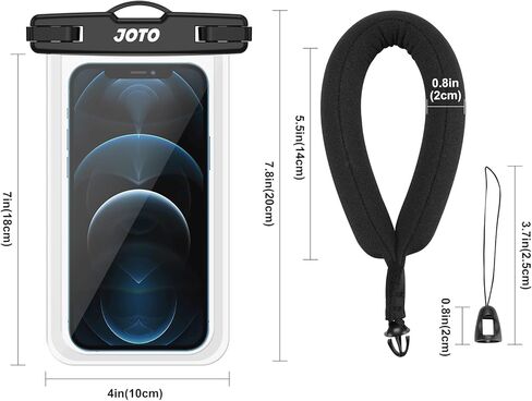 حقيبة JOTO 1 مقاومة للماء + 1 حزام معصم عائم للكاميرا iPhone 14 Plus 14 Pro Max iPhone 13 Pro Max Mini 12 11 Pro Max Xs Max XR X 8 7 6S Plus SE Galaxy S20 Ultra S10 حتى 7 بوصات - أسود in Kuwait