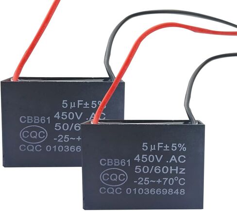 CBB61 مروحة السقف مكثف 2 سلك 5uf متوافق مع مكثف مروحة 400/350/300/250 فولت تيار متردد 50/60 هرتز CBB61-5 (عبوتان) in Kuwait