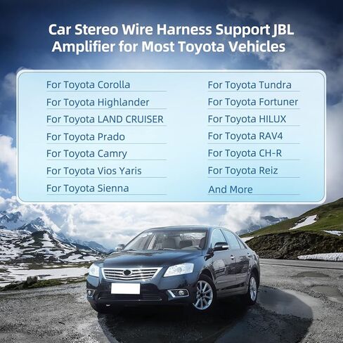 JBL Harness Adapter for Toyota Car Stereo 16 Pin Radio Wire Harness with Canbus Compatible with Toyota Camry Corolla RAV4 Prado Fortuner Highlander Tundra Vios Yaris Sienna Hilux in Kuwait