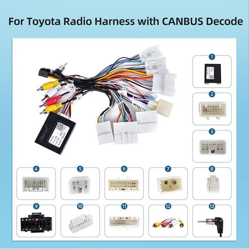 JBL Harness Adapter for Toyota Car Stereo 16 Pin Radio Wire Harness with Canbus Compatible with Toyota Camry Corolla RAV4 Prado Fortuner Highlander Tundra Vios Yaris Sienna Hilux in Kuwait