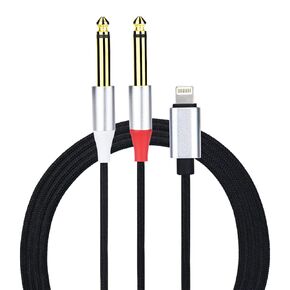 Enbiawit Lightning to Dual 6.35mm Mono Stereo Y-Cable Splitter Lightning to Dual 1/4 inch Audio Cable Compatible for iPhone14/13/12/11/X/XS/XR/8/7/iPad,Amplifier, Speaker, Headphone, Mixing Console