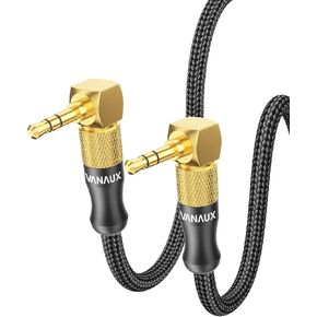 VANAUX 90 Degree Right Angle Aux Cable Male to Male 3.5mm Audio Cable Stereo Aux Cord Compatible with Laptop, Smartphone, Music Player,Tablets,Speakers (3.3feet/1m)