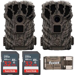 Stealth Cam Browtine 14MP Trail Camera Bundle with 32GB Ultra SDHC UHS-I Memory Card and All-in-One High Speed USB 2.0 Card Reader (3 Items)