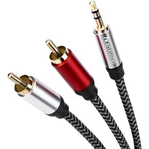 كابل صوت Nanxudyj 3.5 مم إلى 2RCA بطول 1 قدم، كابل صوت AUX إلى 2 RCA من النايلون المضفر 3.5 مم لسماعات استقبال استريو ومكبرات الصوت والهواتف الذكية والكمبيوتر اللوحي HDTV ومشغل MP3 والمزيد من كابل ستيريو لسماعات الرأس وكابل RCA in Kuwait