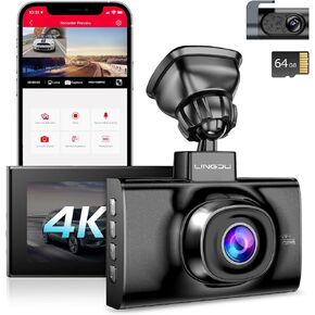 LINGDU LD02 Lite Dash Cam أمامية وخلفية 4K+1080P، كاميرا داش مزدوجة 5G WiFi للسيارات، نظام تحديد المواقع المدمج، التحكم الصوتي، رؤية ليلية WDR، وضع انتظار 24 ساعة، بطاقة SD 64 جيجابايت مجانية، شاشة IPS 3 بوصات، مستشعر G in Kuwait