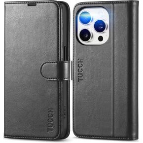 TUCCH Case for iPhone 15 Pro Wallet Case, RFID Blocking [4 Card Holder] Kickstand [Shockproof TPU Inner Shell] PU Leather Magnetic Protective Flip Cover Compatible with iPhone 15 Pro 6.1" 2023, Black