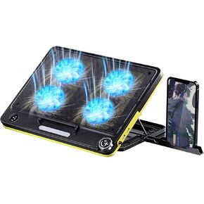 LIENS Laptop Cooling Pad 12"-17" Cooler Pad Chill Mat 4 Quiet Fans LED Lights and 2 USB 2.0 Ports Adjustable Mounts Laptop Stand Height Angle,Black/Yellow in Kuwait
