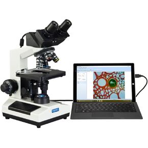 OMAX - MD827S30L Built-in 3MP Camera 40X-2000X Digital Biological Compound Binocular LED Light Microscope with Double Layer Mechanical Stage Oil Immersion NA1.25 Condenser in Saudi Arabia