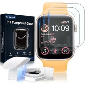 Mowei 3-Pack for Apple Watch Series SE/4/5/6 Screen Protector 40mm, 9H Tempered Glass 3D Full Coverage Bubble Free Waterproof Infinite HD Shield for Apple Watch 4/5/6/SE 40mm (2023)