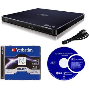 LG 6X WP50NB40 Ultra Slim Portable Blu-ray Burner Bundle with 100GB BDXL Disc and Cyberlink Burning Software