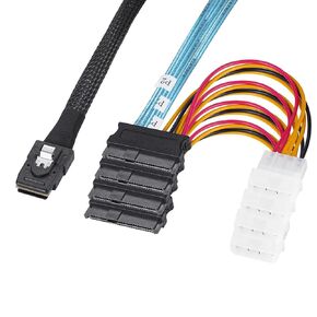 Heretom Mini-SAS SFF-8088 26P to 4 X SAS SFF-8482 29 Pin with Power Cable 2 Meter 6.6FT