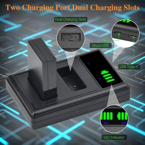 بطارية Pickle Power LP-E12 وشاحن USB مزدوج LED لكاميرا Canon PowerShot SX70 HS، EOS M M2 M10 M50 M100 M200، M50 Mark II، Rebel SL1 الرقمية in Kuwait