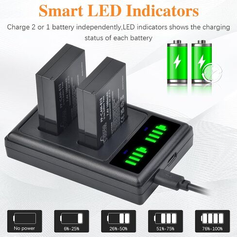 بطارية Pickle Power LP-E12 وشاحن USB مزدوج LED لكاميرا Canon PowerShot SX70 HS، EOS M M2 M10 M50 M100 M200، M50 Mark II، Rebel SL1 الرقمية in Kuwait