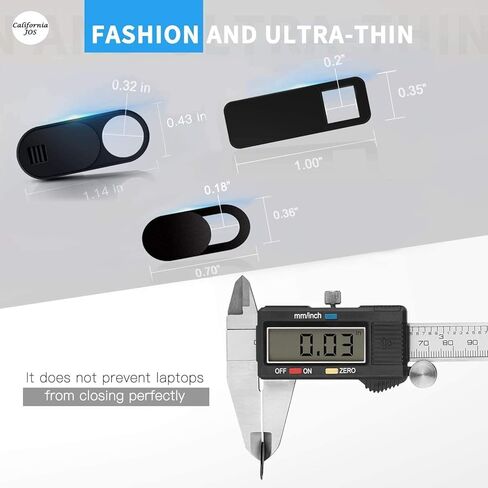 مجموعة California JOS 8 (6 قياسية + 1 متوسطة + 1 كبيرة) غطاء كاميرا ويب رفيع للغاية مقاس 0.03 بوصة مانع للكاميرا لحماية خصوصيتك لأجهزة MacBook Air، والكمبيوتر المحمول، وiPad، وiMac، والكمبيوتر الشخصي، وiPhone in Kuwait