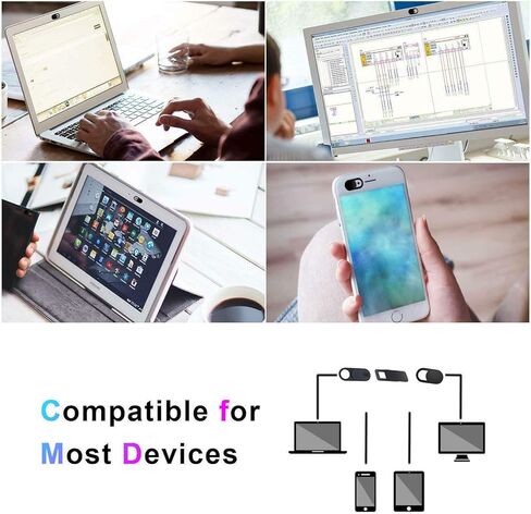 مجموعة California JOS 8 (6 قياسية + 1 متوسطة + 1 كبيرة) غطاء كاميرا ويب رفيع للغاية مقاس 0.03 بوصة مانع للكاميرا لحماية خصوصيتك لأجهزة MacBook Air، والكمبيوتر المحمول، وiPad، وiMac، والكمبيوتر الشخصي، وiPhone in Kuwait