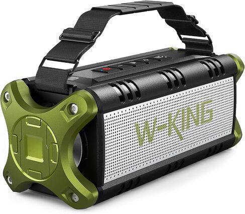 W-كينغ مكبر صوت بلوتوث محمول بصوت جهوري عميق 50 واط مقاوم للماء بدرجة IPX6 مع صوت ستيريو HD / اقترانين لاسلكيين / موازن / باور بانك / وقت تشغيل 40 ساعة / بطاقة TF / AUX/NFC in Saudi Arabia