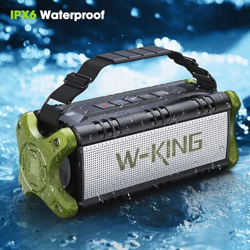 W-كينغ مكبر صوت بلوتوث محمول بصوت جهوري عميق 50 واط مقاوم للماء بدرجة IPX6 مع صوت ستيريو HD / اقترانين لاسلكيين / موازن / باور بانك / وقت تشغيل 40 ساعة / بطاقة TF / AUX/NFC in Saudi Arabia
