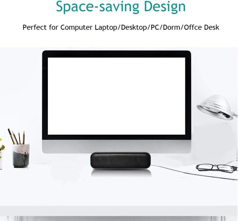 USB Computer Speaker,USB Powered Mini Soundbar Speaker,Laptop Stereo Speakers with Space Saving Design for Computer Laptop Desktop PC Dorm Offce Desk Restaurant in Saudi Arabia