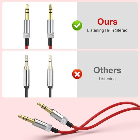 كيبل صوت 3.5 ملم من لوسجاور، كيبل مساعد بمقبس هاي فاي متوافق مع سماعات دكتور دري مونستر سولو بيتس ستوديو ومكبر صوت ستيريو وايبود وايباد والكمبيوتر واللابتوب (احمر، 4 قدم) in Kuwait