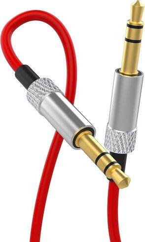 كيبل صوت 3.5 ملم من لوسجاور، كيبل مساعد بمقبس هاي فاي متوافق مع سماعات دكتور دري مونستر سولو بيتس ستوديو ومكبر صوت ستيريو وايبود وايباد والكمبيوتر واللابتوب (احمر، 4 قدم) in Kuwait