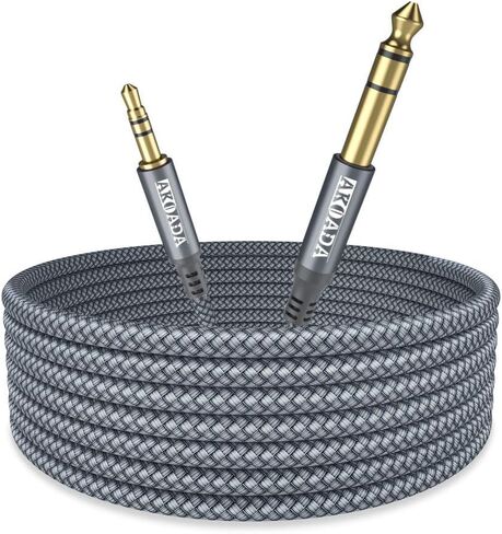 AkoaDa 1/4 إلى 1/8 كابل كابل صوت ستيريو 【6.6ft】 6.35 مم 1/4 بوصة ذكر إلى 3.5 مم 1/8 بوصة ذكر TRS ثنائي الاتجاه كابل صوت ستيريو جاك للجيتار، iPod، الكمبيوتر المحمول، أجهزة المسرح المنزلي، مكبرات الصوت ( رمادي) in Kuwait