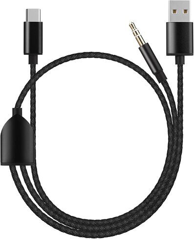 كيبل USB C الى AUX 3.5 ملم، كيبل 2 في 1 USB C الى 3.5 ملم ستيريو للسيارة مع شحن USB C متوافق مع جالكسي S23/S22 الترا/S22/S21/S21FE/S20، بكسل 7/7برو/6/6 برو (ليس لايفون 15) in Kuwait