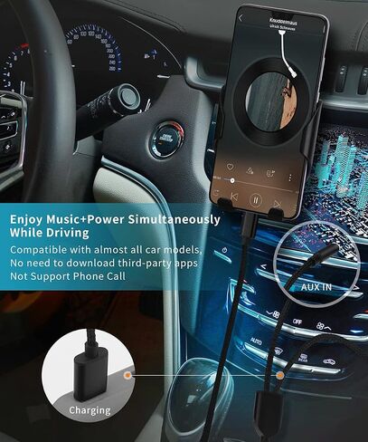 كيبل USB C الى AUX 3.5 ملم، كيبل 2 في 1 USB C الى 3.5 ملم ستيريو للسيارة مع شحن USB C متوافق مع جالكسي S23/S22 الترا/S22/S21/S21FE/S20، بكسل 7/7برو/6/6 برو (ليس لايفون 15) in Kuwait