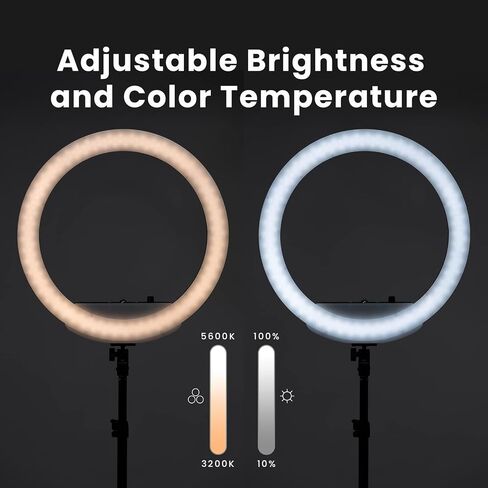 Lume Cube LED Ring Light for Videos, Selfies, Live Streaming |18" Circle Light with Stand, Phone Holder, and Camera Mount | Portable + 6.5 ft Tripod Stand and Travel Case | Battery Not Included in Saudi Arabia