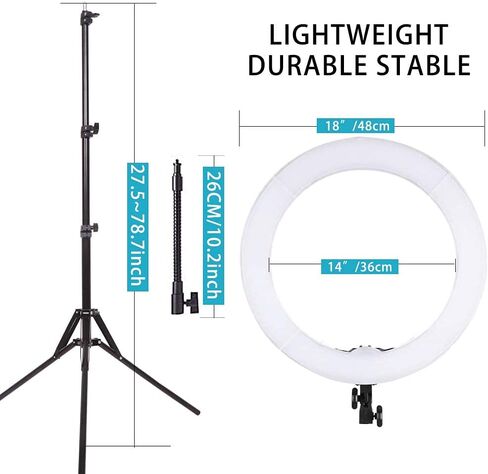 18 inch 65W LED Ring Light Mirror Make Up Beauty Light Studio Video Light Photography Lighting with Stand Bag for Portrait Selfie,Wedding Photography, Night Video,YouTube, Camera/Phone Video in Saudi Arabia