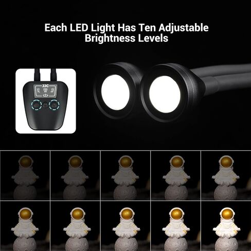 JJC 10" Long Portable Shoe-Mount LED Macro Arm Light | CRI 95+ 5600K,5 Level Adjustable,Flexible Fill Lights,USB-C,for Shooting Insects,Jewelry & More Close-up Macro Photography in Saudi Arabia