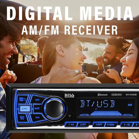 أنظمة الصوت BOSS 638BCK حزمة ستيريو السيارة - دين واحد، صوت ومكالمات بلوتوث، مدخل Aux، USB، مشغل DVD بدون CD، مستقبل راديو AM/FM، مكبرات صوت كاملة المدى 6.5 بوصة ثنائية الاتجاه in Kuwait