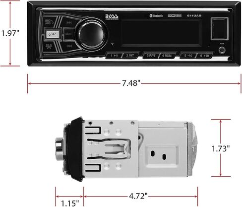 أنظمة الصوت BOSS 638BCK حزمة ستيريو السيارة - دين واحد، صوت ومكالمات بلوتوث، مدخل Aux، USB، مشغل DVD بدون CD، مستقبل راديو AM/FM، مكبرات صوت كاملة المدى 6.5 بوصة ثنائية الاتجاه in Kuwait