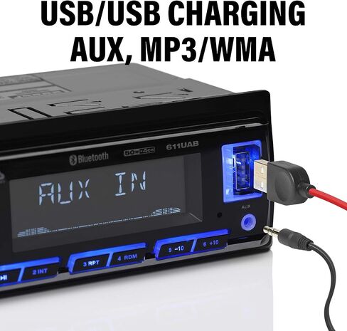 أنظمة الصوت BOSS 638BCK حزمة ستيريو السيارة - دين واحد، صوت ومكالمات بلوتوث، مدخل Aux، USB، مشغل DVD بدون CD، مستقبل راديو AM/FM، مكبرات صوت كاملة المدى 6.5 بوصة ثنائية الاتجاه in Kuwait