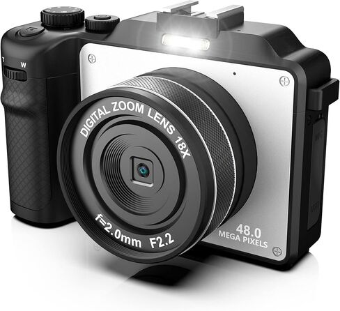 كاميرا تسجيل فيديو، كاميرا رقمية 4K بدقة 48 ميجابكسل مع واي فاي، بطاقة TF 32G مجانية وحزام يد، تركيز تلقائي ومضاد للاهتزاز، 7 مرشحات ألوان مدمجة، كشف الوجه، شاشة IPS 3 بوصة، زاوية واسعة 140 درجة، تكبير رقمي 18X AA -13 in Kuwait