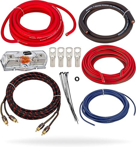 مجموعة أسلاك InstallGear 4 Gauge Amp | طقم أمبير مع أسلاك تثبيت مكبر الصوت بمواصفات حقيقية وسلك ناعم الملمس | 4 أسلاك قياس، 4 أدوات قياس أمبير، مجموعة أسلاك مكبر للصوت، مجموعة أسلاك فرعية in Kuwait