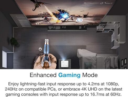 جهاز عرض الألعاب Optoma UHD38 الساطع، True 4K UHD | 4000 لومن | وقت استجابة 4.2 مللي ثانية بدقة 1080 بكسل مع وضع الألعاب المحسن | أقل تأخر في الإدخال على جهاز عرض 4K | معدل تحديث 240 هرتز | اتش دي ار 10 واتش ال جي in Kuwait