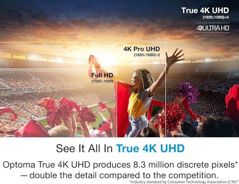 جهاز عرض الألعاب Optoma UHD38 الساطع، True 4K UHD | 4000 لومن | وقت استجابة 4.2 مللي ثانية بدقة 1080 بكسل مع وضع الألعاب المحسن | أقل تأخر في الإدخال على جهاز عرض 4K | معدل تحديث 240 هرتز | اتش دي ار 10 واتش ال جي in Kuwait