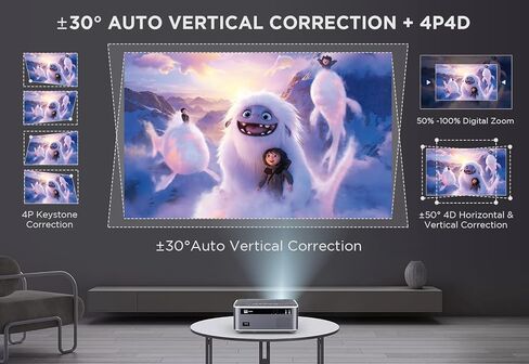 [تركيز كهربائي/تصحيح تلقائي] 900 ANSI Ultra HD، DBPOWER Native 1080P 5G WiFi Bluetooth Projector، HD Outdoor Projector 4K Support، 4P4D/Zoom/PPT، جهاز عرض أفلام صغير محمول للهاتف/الكمبيوتر المحمول/DVD in Kuwait