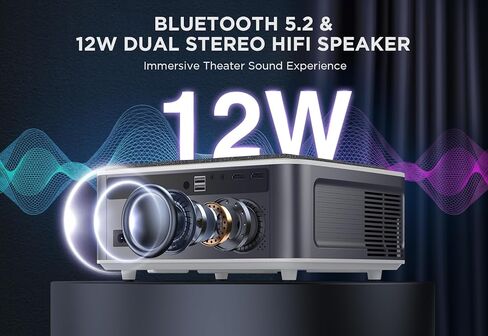 [تركيز كهربائي/تصحيح تلقائي] 900 ANSI Ultra HD، DBPOWER Native 1080P 5G WiFi Bluetooth Projector، HD Outdoor Projector 4K Support، 4P4D/Zoom/PPT، جهاز عرض أفلام صغير محمول للهاتف/الكمبيوتر المحمول/DVD in Kuwait