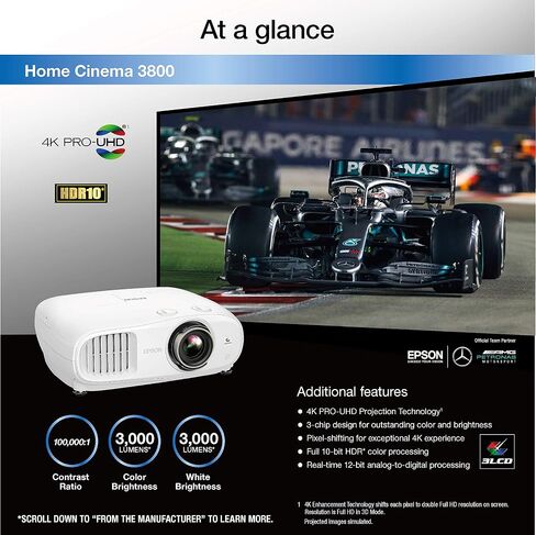 Epson Home Cinema 3800 4K PRO-UHD 3-Chip 3LCD Projector with HDR Technology | Epson Home Cinema 3800 4K PRO-UHD 3-Chip 3LCD Projector with HDR Technology in Saudi Arabia